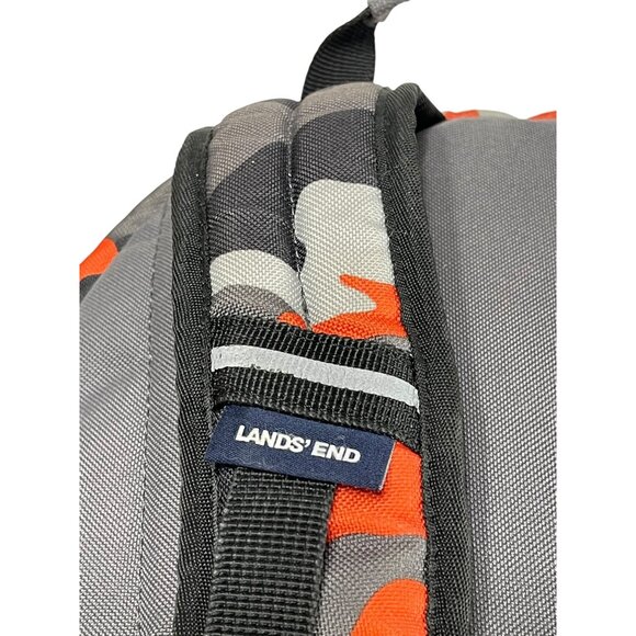 Lands End Camouflage Backpack - Orange/Gray/Black Colorway - Durable 100% Polyes - Picture 9 of 9